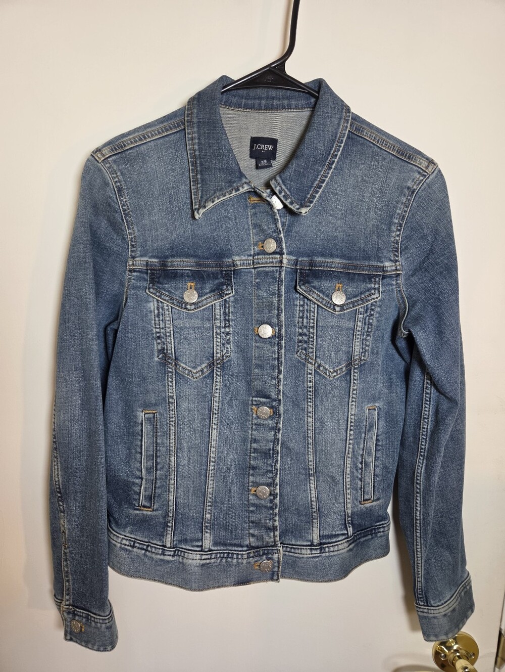 J.CREW Women’s Blue Jean Jacket XS Short Classic Fit Pockets 90s Retro Trucker